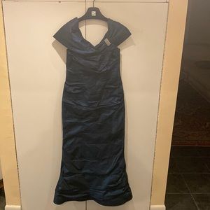 Navy blue evening gown in mint condition.